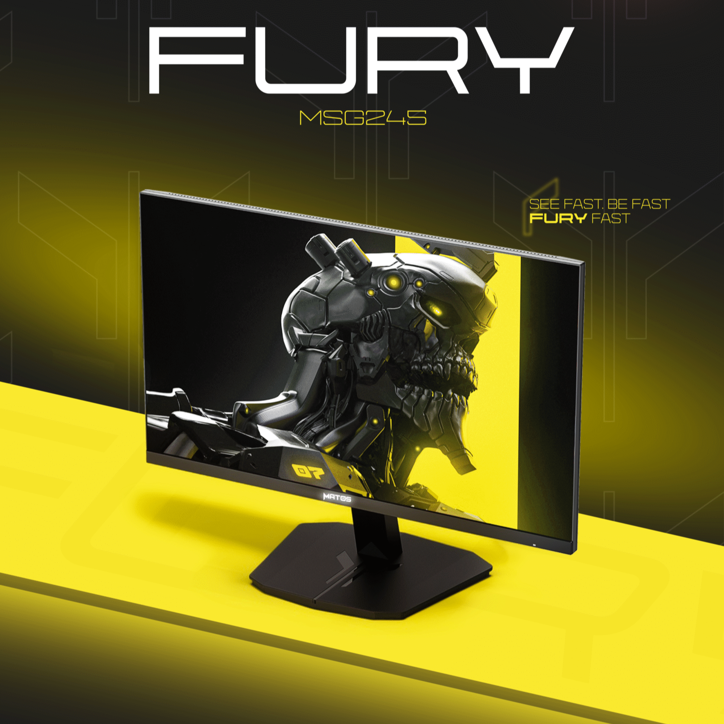 MONITEUR MATOS MSG245 FURY 200HZ IPS 24 POUCE BLACK FHD CONSOLE UPSCALING 2K 60HZ